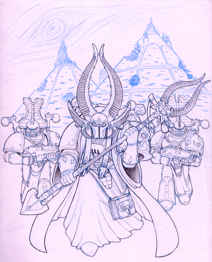 Pencil Sketch of Ahriman, Warhammer 40,000