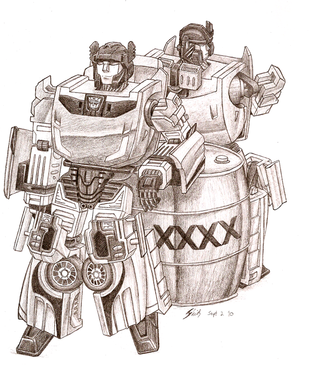 Pencil Sketch of the Lamborghini Twins, Sideswipe and Sunstreaker