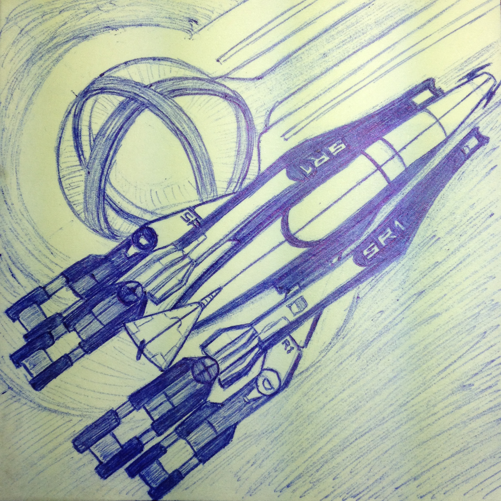 Ballpoint Pen Drawing of the Normandy, Mass Effect