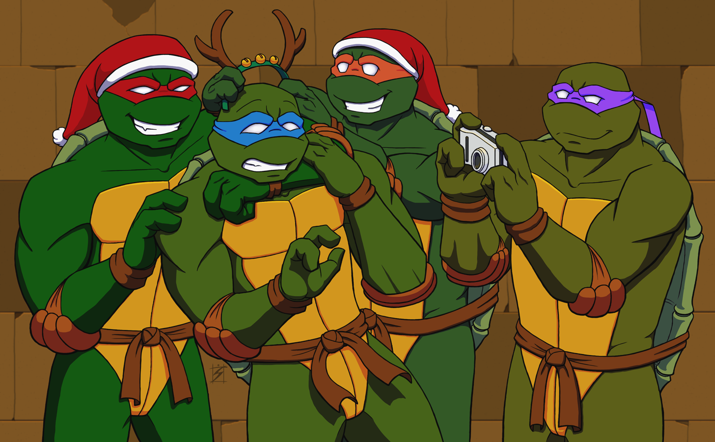 Digital Art of the Turtles together for Christmas, TMNT 2003