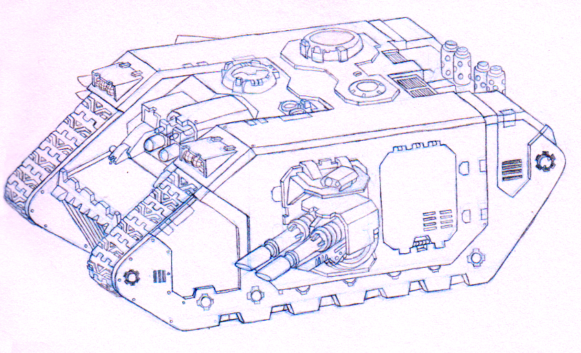 Pencil Sketch of a Land Raider, Warhammer 40,000