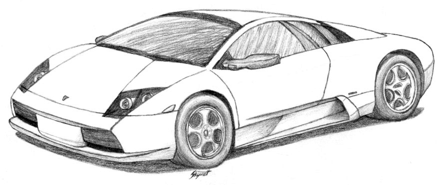 Pencil Sketch of a Lamborghini Murcielago