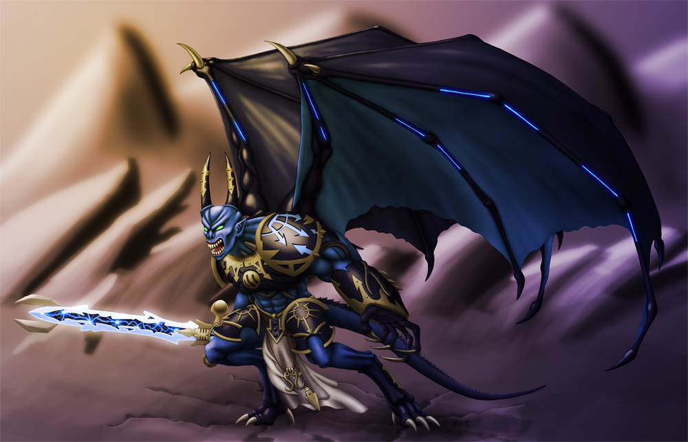 Digital Art of a Thousand Sons Daemon Prince, Warhammer 40,000